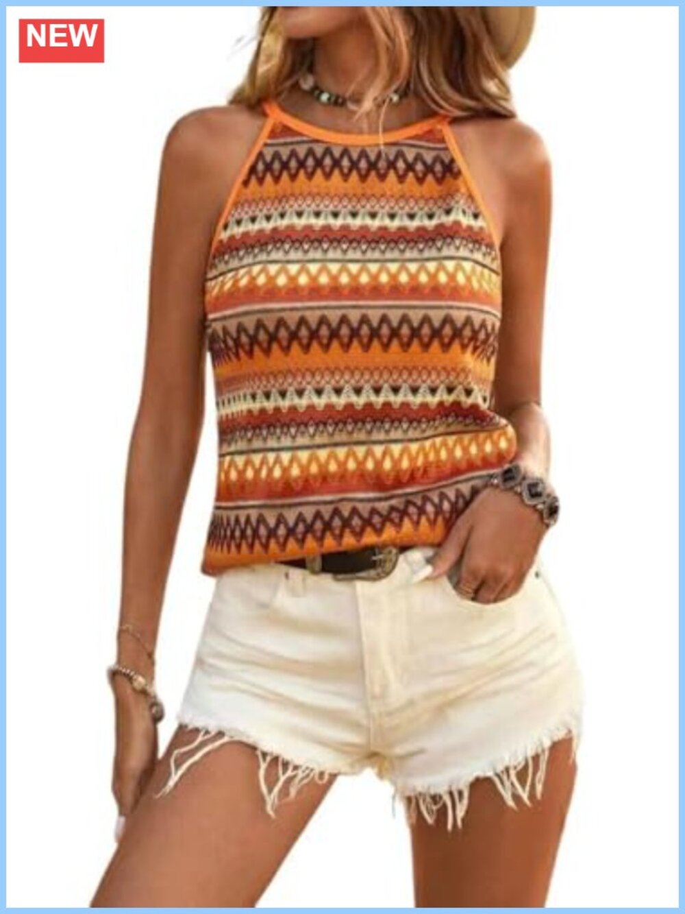 Ribbed Knit Halter Tank Top Women Sleeveless Boho Summer Beach Vest